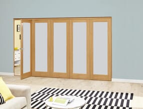 Prefinished Frosted P10 Oak Roomfold Deluxe (5 x 610mm doors)