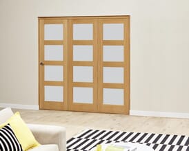 Prefinished Oak 4L Roomfold Deluxe - Frosted Glass