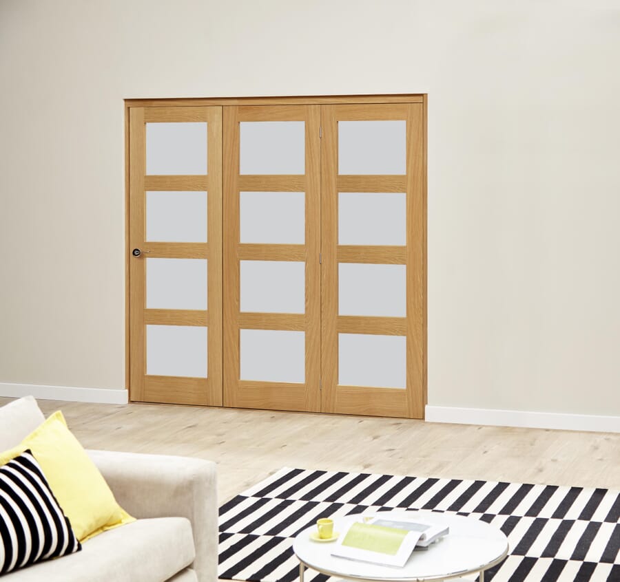 Glazed Oak 4L Roomfold Deluxe – Frosted Fully Finished