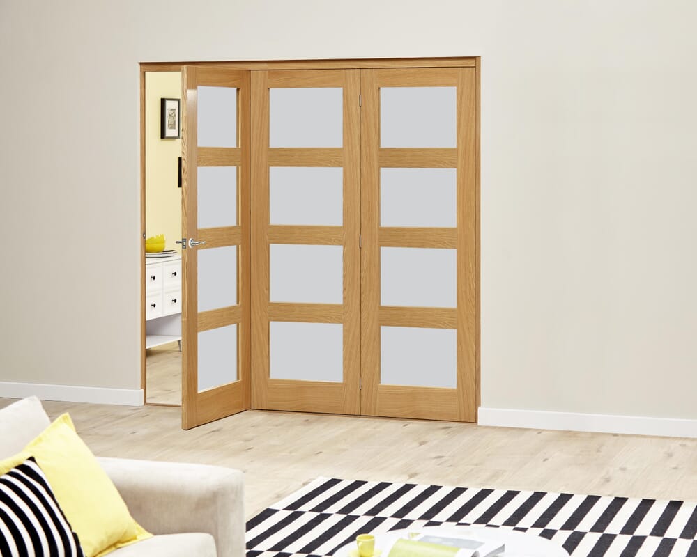 Frosted Pre finished 4L Roomfold Deluxe (3 x 686mm doors)