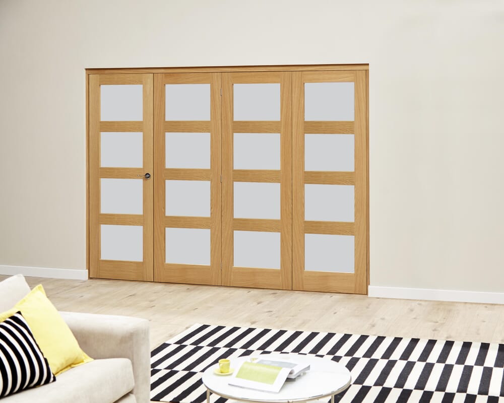 Frosted Pre finished 4L Roomfold Deluxe (4 x 762mm doors)