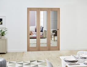 Slimline Oak P10 Roomfold Deluxe (3 x 381mm Doors)