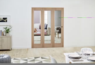 Slimline Glazed Oak 3 Door Roomfold Deluxe ( 3 X 419mm Doors )
