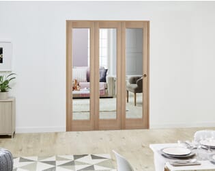 Slimline Glazed Oak 3 Door Roomfold Deluxe ( 3 X 457mm Doors )