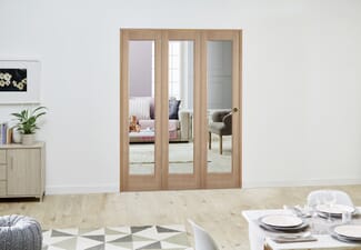 Slimline Glazed Oak 3 Door Roomfold Deluxe ( 3 X 457mm Doors )