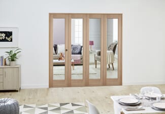 Slimline Glazed Oak 4 Door Roomfold Deluxe ( 4 X 457mm Doors )