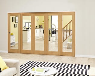 Glazed Oak - 5 Door Roomfold Deluxe ( 5 X 573mm Doors 3000mm Set )