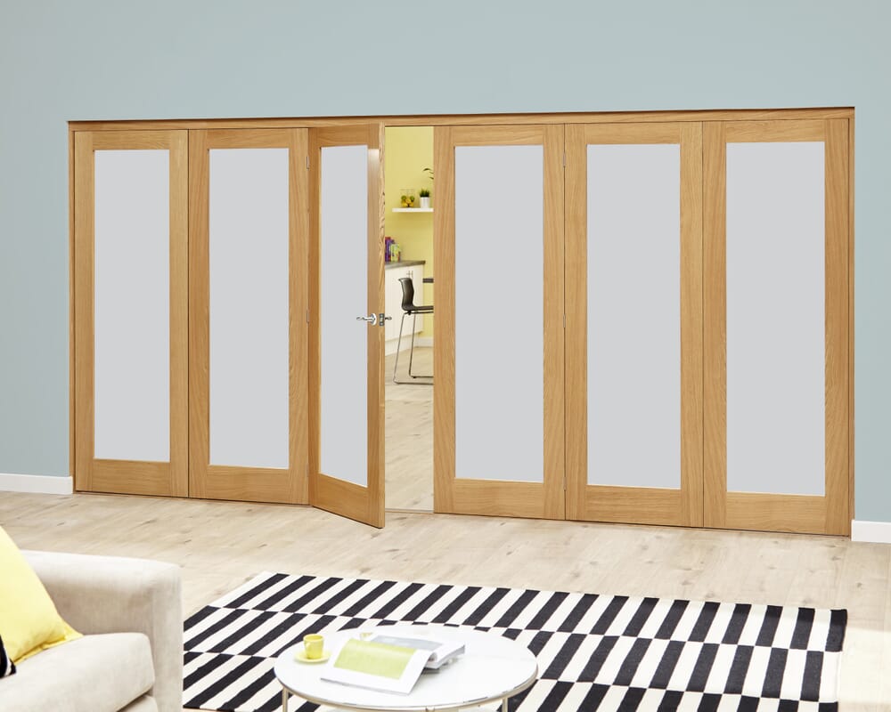 Frosted P10 Oak Roomfold Deluxe (3 + 3 x 610mm doors)