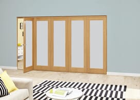 Frosted P10 Oak Roomfold Deluxe (5 X 610mm Doors) Image