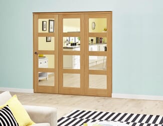 Oak 4L Roomfold Deluxe  Internal Bifold Doors with Clear Glass