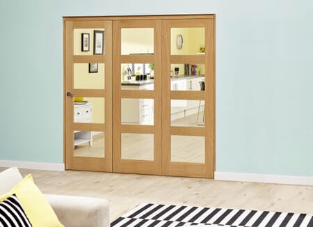Oak 4L Clear Roomfold Deluxe (3 x 573mm doors)