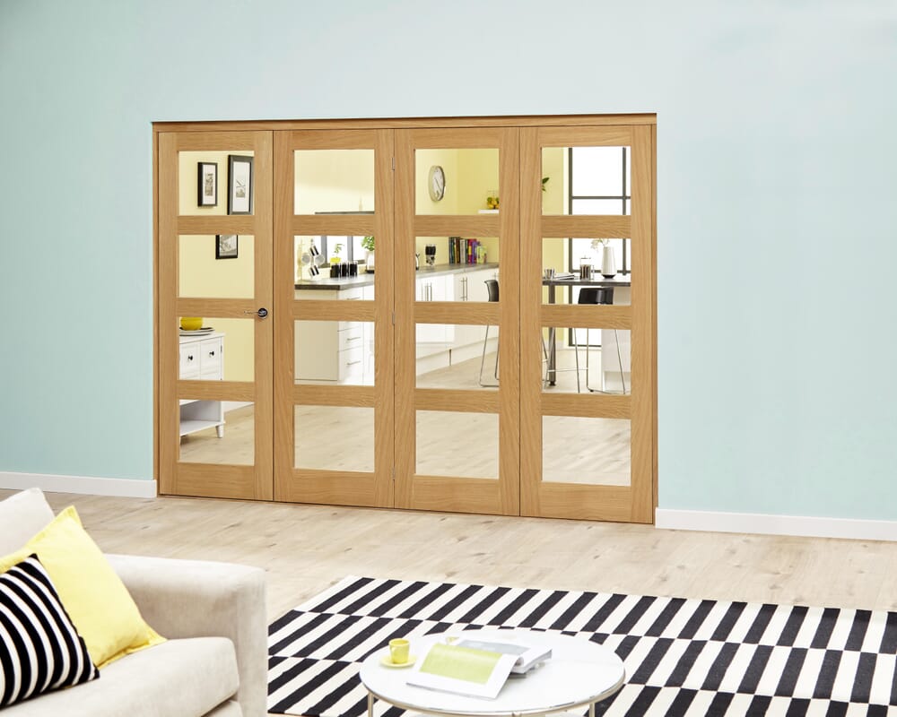 Oak 4L Clear Roomfold Deluxe (4 x 686mm doors)
