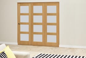 Oak 4l Shaker Glazed Roomfold Deluxe 3 Door 1794mm X 2078mm ( 1800mm Set ) Image