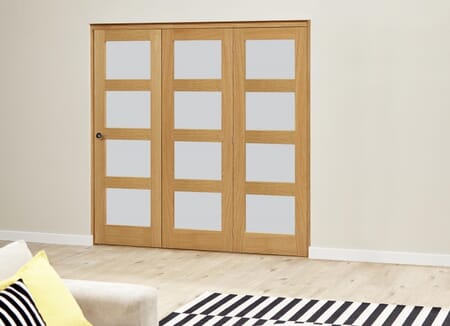 Oak 4L Frosted Roomfold Deluxe (3 x 610mm doors)