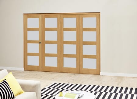 Oak 4L Frosted Roomfold Deluxe (4 x 533mm doors)