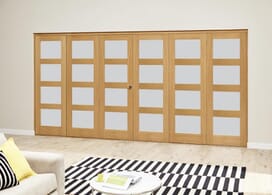 Oak 4l Frosted Roomfold Deluxe (3 + 3 X 610mm Doors) Image
