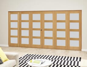 Oak 4L Frosted Roomfold Deluxe (3 + 3 x 610mm doors)