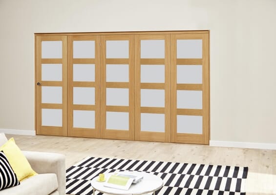 Oak 4L Frosted Roomfold Deluxe (5 x 610mm doors)