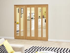 Aston Oak Roomfold Deluxe  Internal Bifold Doors with Clear Glass