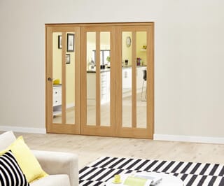 Aston Oak Roomfold Deluxe Internal Bifold Doors with Clear Glass