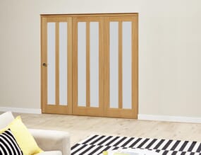 Aston Oak Roomfold Deluxe  Internal Bifold Doors with Frosted Glass