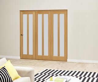 Aston Oak Roomfold Deluxe Internal Bifold Doors with Frosted Glass