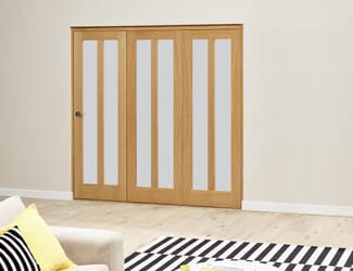Aston Oak Roomfold Deluxe  Internal Bifold Doors with Frosted Glass