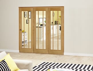 Lincoln Oak Roomfold Deluxe  Internal Bifold Doors with Clear Glass