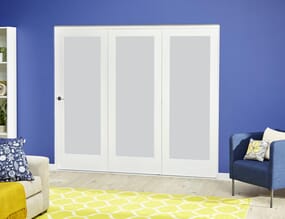 White P10 Roomfold Deluxe  Internal Bifold Doors with Frosted Glass