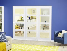 White 4L Roomfold Deluxe  Internal Bifold Doors with Clear Glass
