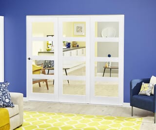 White 4L Roomfold Deluxe Internal Bifold Doors with Clear Glass