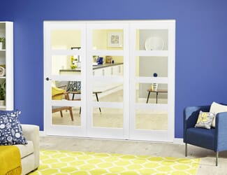 White 4L Roomfold Deluxe  Internal Bifold Doors with Clear Glass