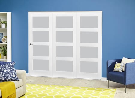 White 4L Frosted Roomfold Deluxe (3 x 533mm doors)