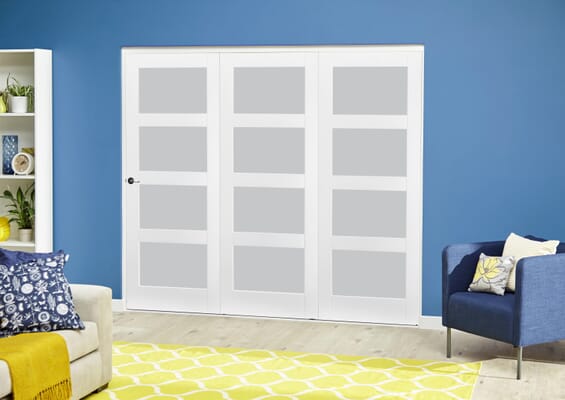 White 4L Frosted Roomfold Deluxe (3 x 533mm doors)