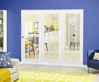 Lincoln White Roomfold Deluxe Internal Bifold Doors with Clear Glass