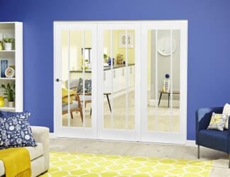Lincoln White Roomfold Deluxe  Internal Bifold Doors with Clear Glass