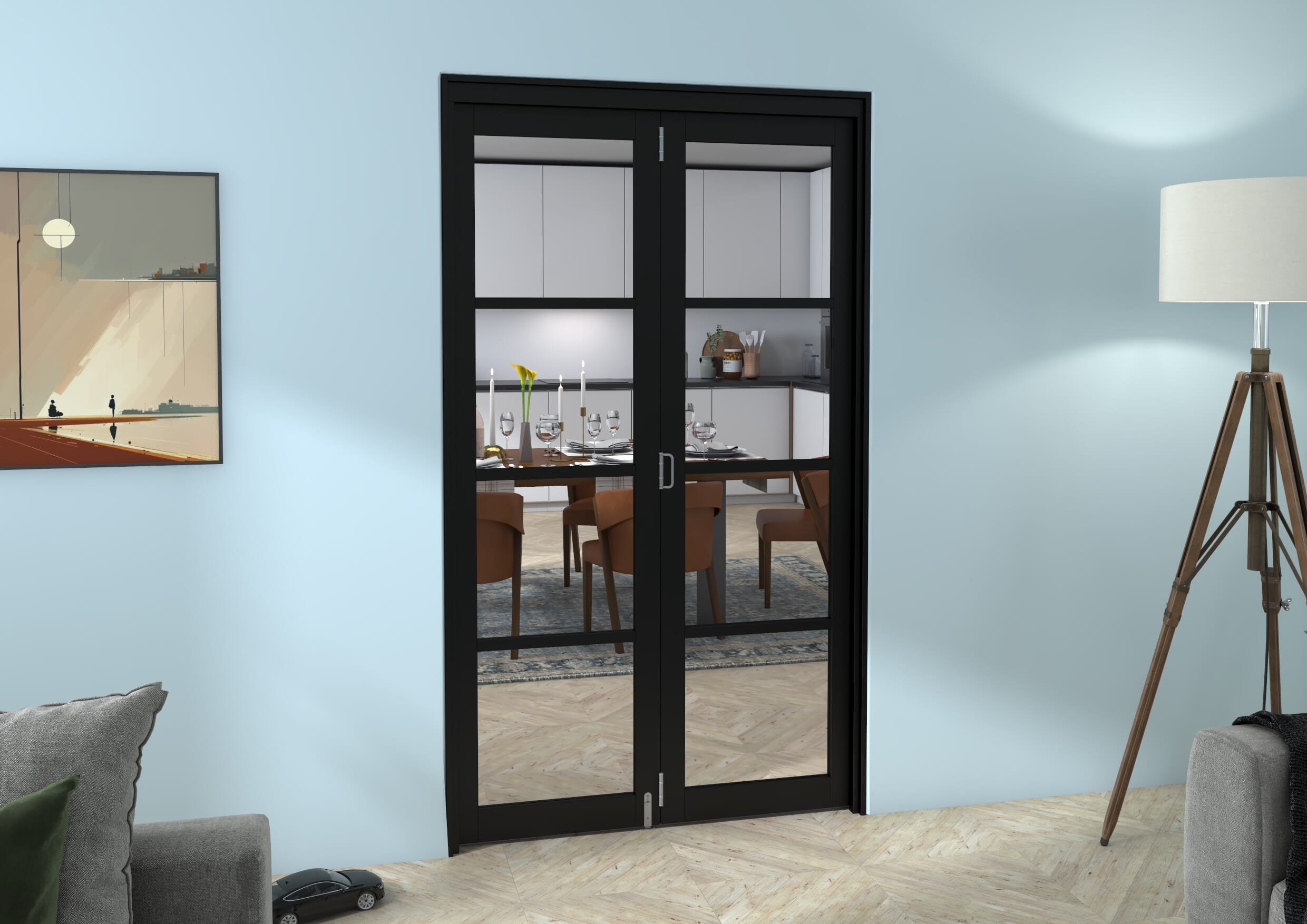 Black Kensington 4L 2 Door Roomfold Grande (2 + 0 x 573mm Doors)