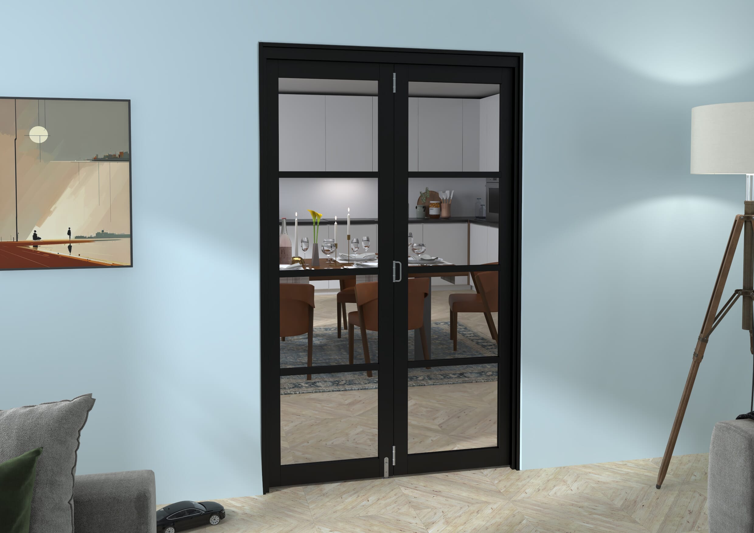 Black Kensington 4L 2 Door Roomfold Grande (2 + 0 x 610mm Doors)