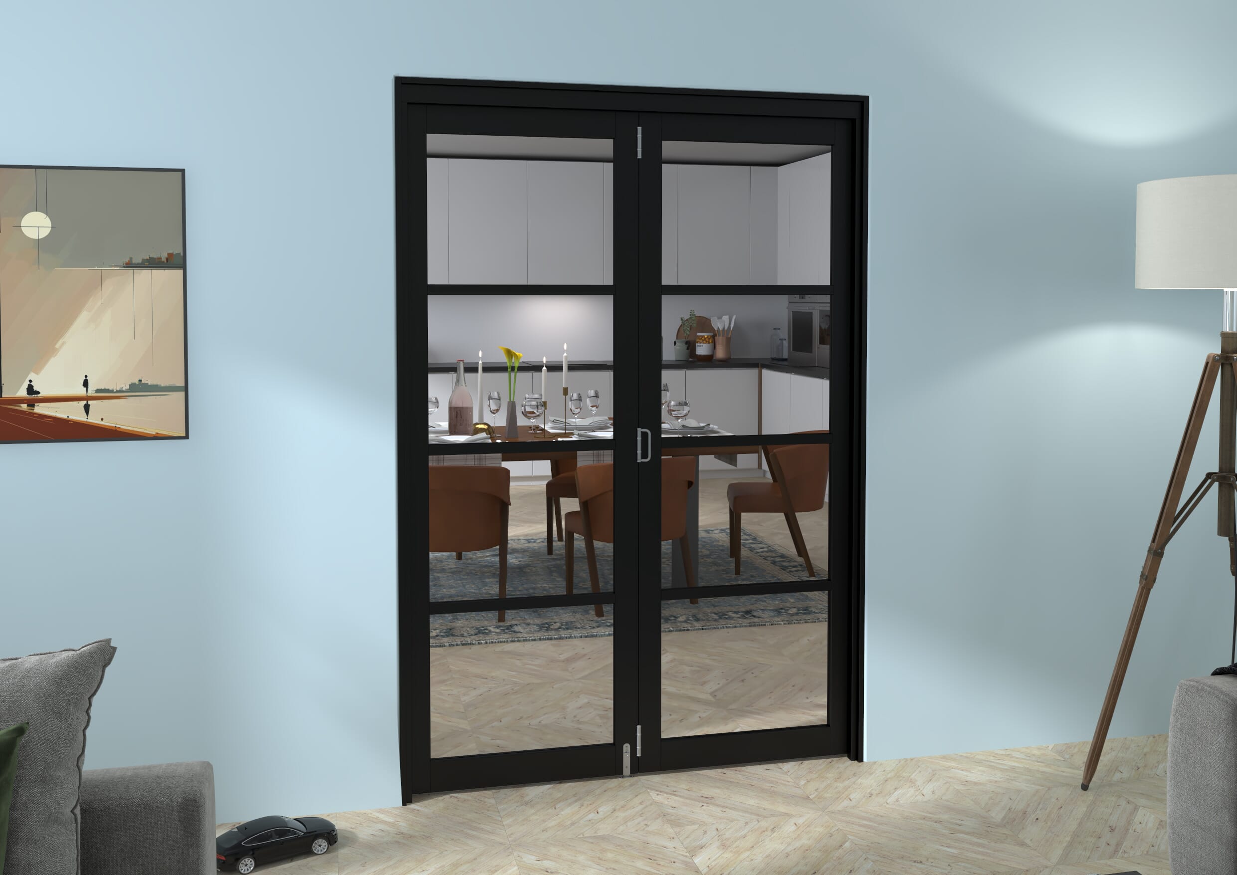 Black Kensington 4L 2 Door Roomfold Grande (2 + 0 x 686mm Doors)