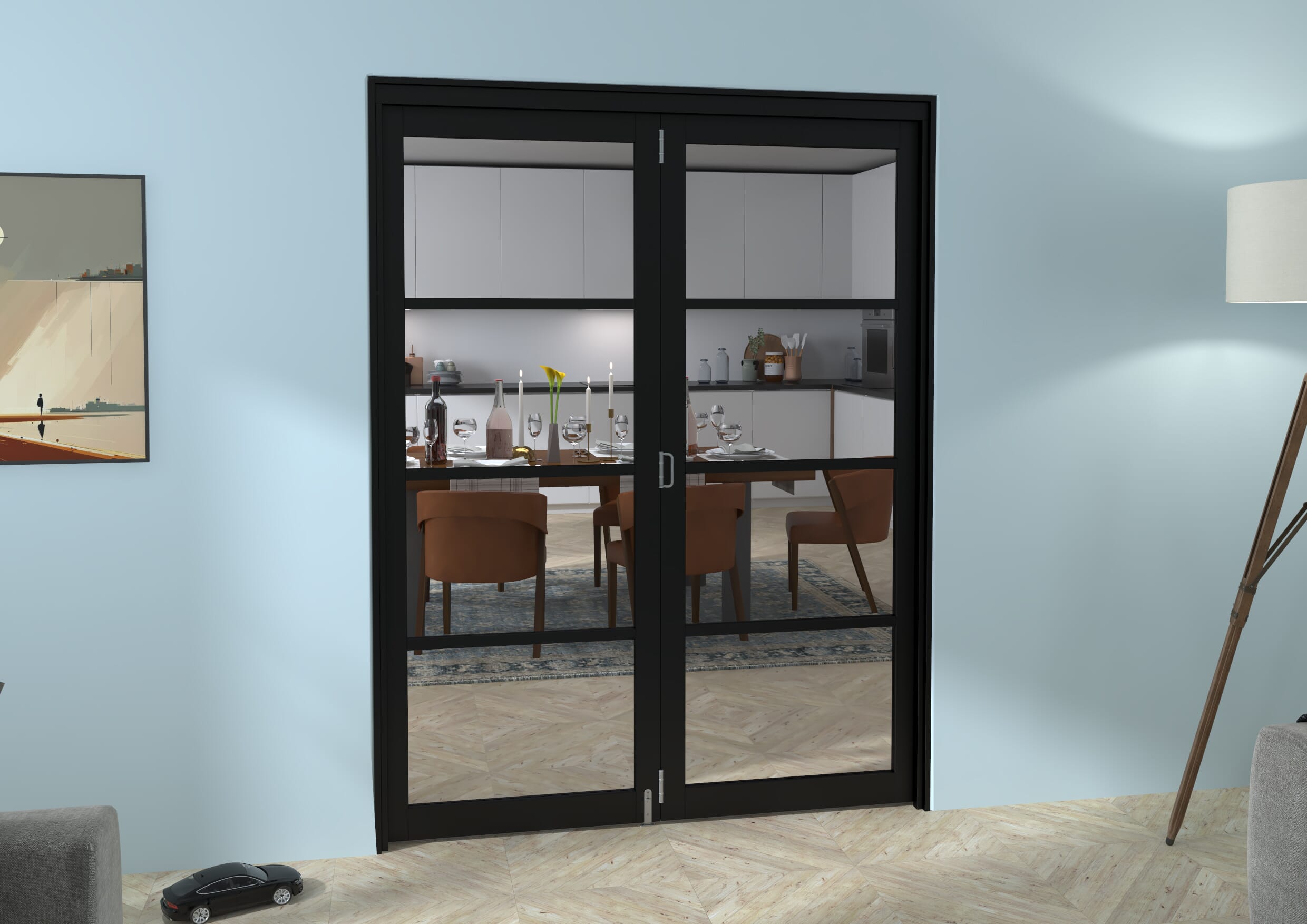 Black Kensington 4L 2 Door Roomfold Grande (2 + 0 x 762mm Doors)