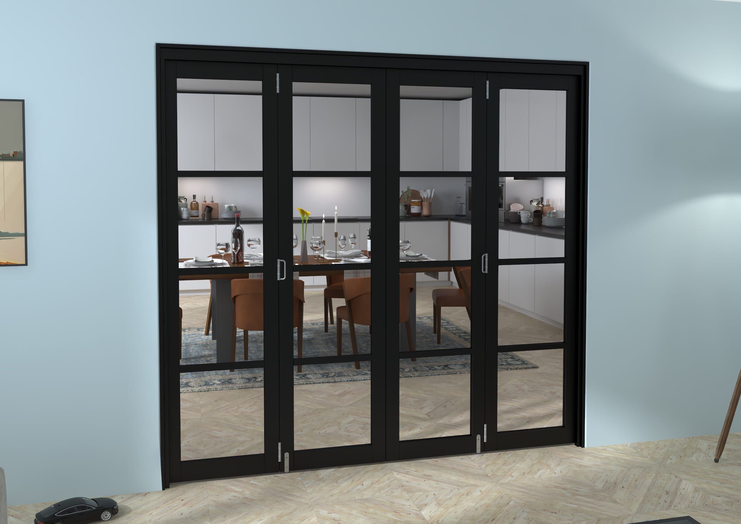 Black Kensington 4L 4 Door Roomfold Grande (2 + 2 x 533mm Doors)