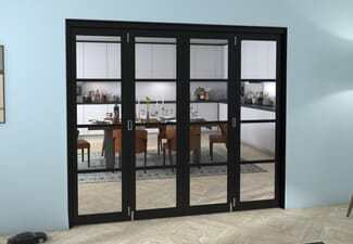 Black Kensington 4L 4 Door Roomfold Grande 2400mm (8ft) 2 + 2 Set