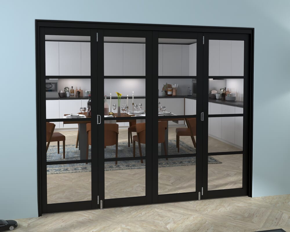 Black Kensington 4L 4 Door Roomfold Grande (2 + 2 x 610mm Doors)