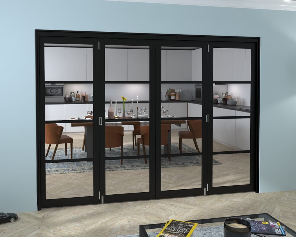 Black Kensington 4L 4 Door Roomfold Grande (2 + 2 x 686mm Doors)