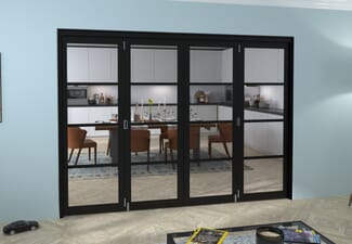 Black Kensington 4L 4 Door Roomfold Grande (2 + 2 x 686mm Doors)