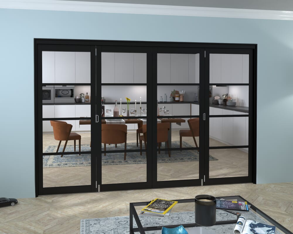 Black Kensington 4L 4 Door Roomfold Grande (2 + 2 x 762mm Doors)