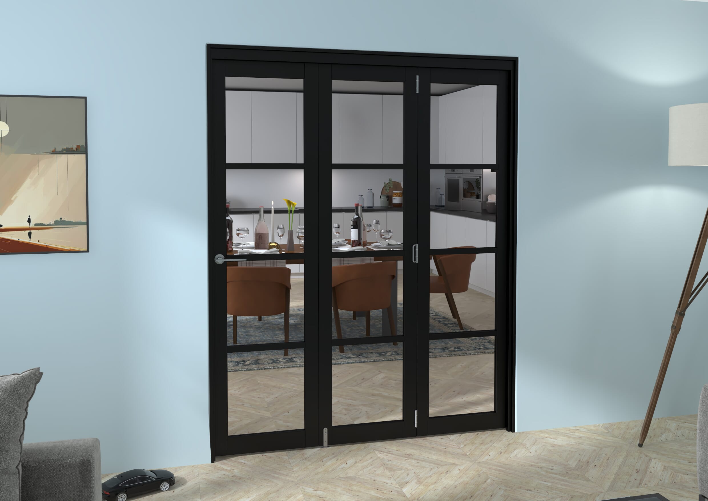 Black Kensington 4L 3 Door Roomfold Grande (3 + 0 x 533mm Doors)