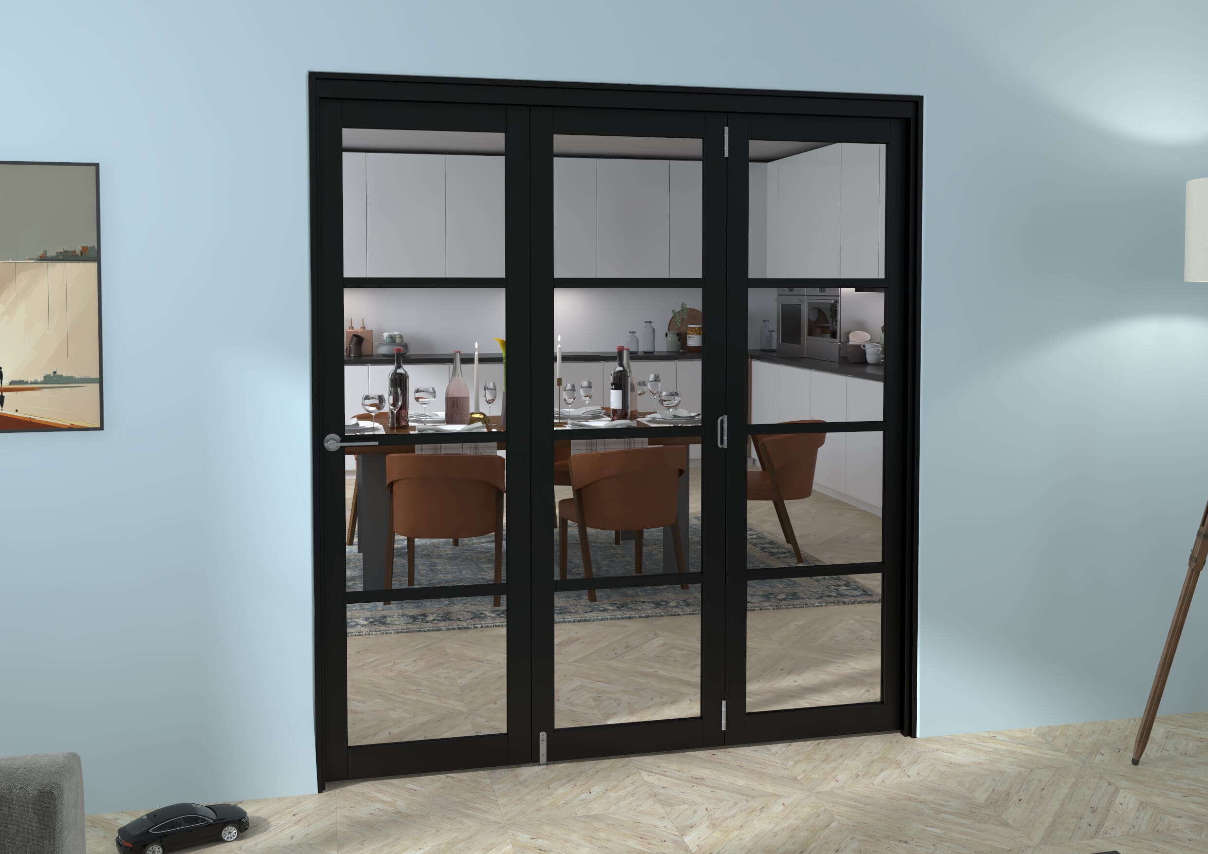Black Kensington 4L 3 Door Roomfold Grande (3 + 0 x 610mm Doors)