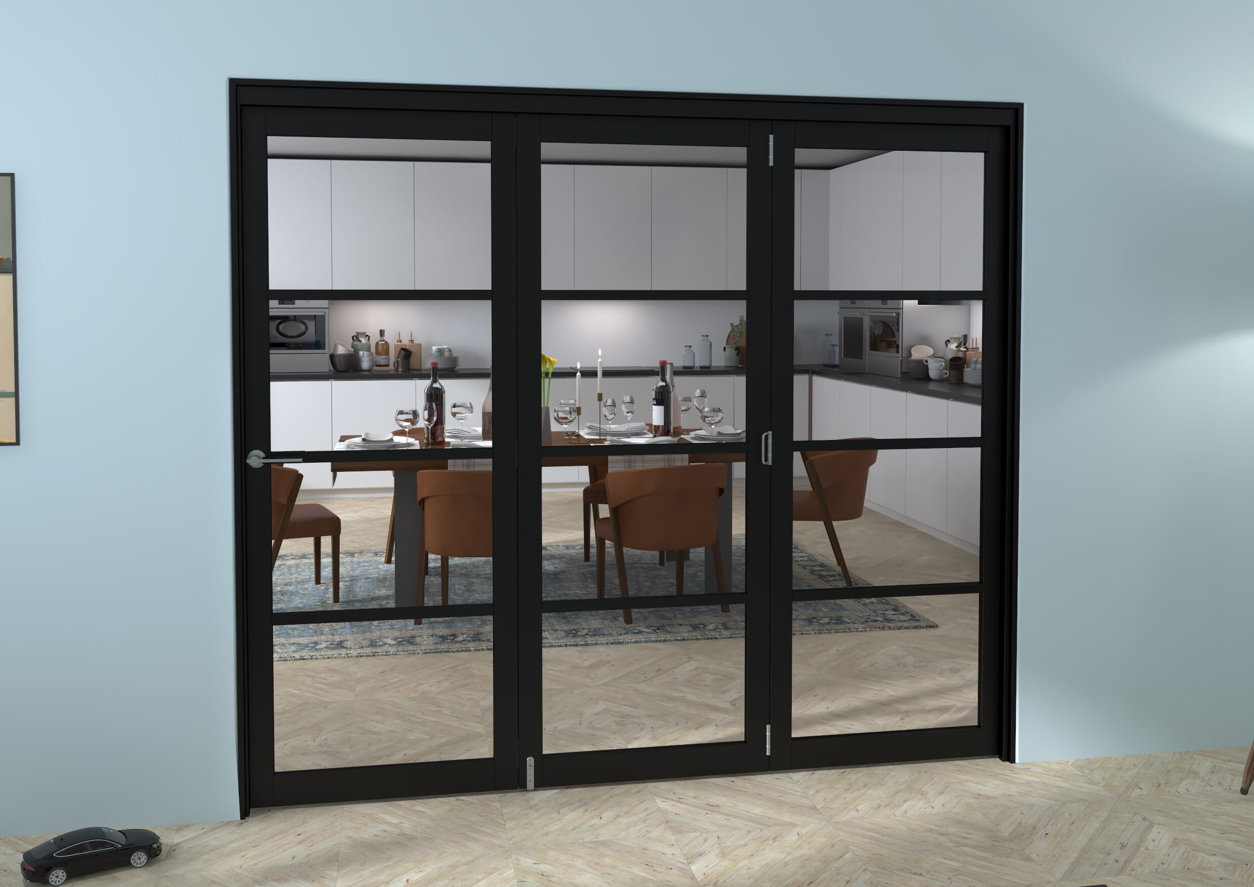 Black Kensington 4L 3 Door Roomfold Grande (3 + 0 x 762mm Doors)
