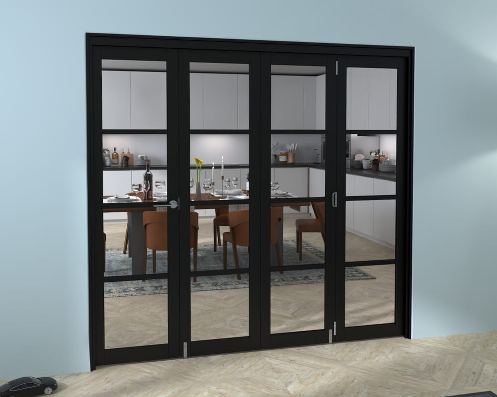 Black Kensington 4L 4 Door Roomfold Grande (3 + 1 x 533mm Doors)